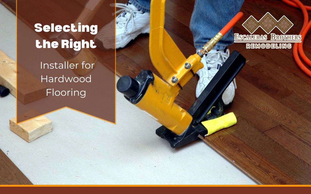 Experienced installer working on hardwood flooring