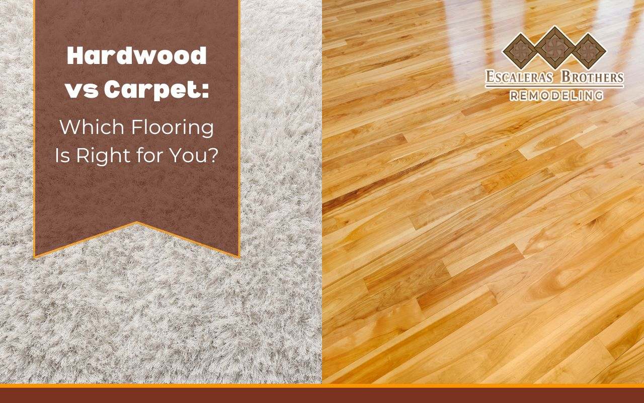 A comparison of hardwood and carpet flooring in a home